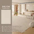 Light beige minimalist woven carpet with waterproof texture and non-slip backing - Ten Miles Tea