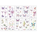 Set di 10 tatuaggi temporanei a farfalla glitterati con cuori e stelle per bambini - Farfalla Luccicante Serie C-10 Fogli
