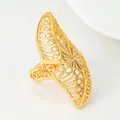 Exquisite gold-plated filigree hollow ring with large bohemian pattern for wedding fashion - Fan-Shaped Radial Hollow Style