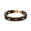 Byzantine style gold and black stainless steel chain bracelet with lobster clasp - Black Gold (8mm) / 16cm
