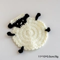 Posavasos de oveja de ganchillo hecho a mano en blanco crema y negro, 11x10x0,5cm y 8g - Posavasos de Cordero