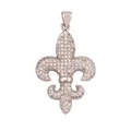 Silver fleur-de-lis large pendant with sparkling micro-pave zircons for DIY jewelry - Fleur-de-lis - Large / White Gold