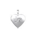 316L stainless steel heart locket necklace with Love engraving in silver finish - Pendant Only (No Chain) / Silver