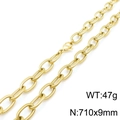 Titanium steel chain necklace in gold finish with textured oval links and lobster clasp - 71CM / Gold