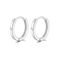 Classic S925 sterling silver huggie hoop earrings with polished finish in silver tone - White Gold (Inner 6mm Outer 9mm)
