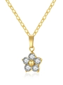 Elegant gold stainless steel necklace featuring a five-petal flower zircon pendant - Gold/White Zirconia