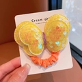 Sparkly yellow sequin butterfly hair tie for girls with orange elastic hair band - Yellow