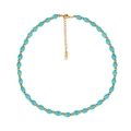 Elegante Türkis-Halskette mit goldenen Perlen und verstellbarer Edelstahlkette - Ovale Türkis und Goldene Zwischenperlenkette