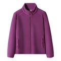 Unisex purple polar fleece jacket with high stand collar and warm zippered pockets - M / Dragon Fruit