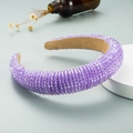 Detail of lavender crystal beaded padded headband with soft non-slip velvet lining - Purple