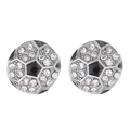 Voetbal oorknopjes met zwart emaille en fonkelende strass steentjes in zilveren kleur - Legering met Strass / Voetbal (N-596)