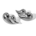 Minimalist double-layered teardrop metal earrings with high-polish silver mirror finish - Alloy/Silver Pin / Silver