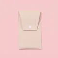 Portable cream PU leather makeup brush pouch with snap closure and fine stitching - Button Bag Only / Ivory Rice