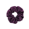 Deep purple satin scrunchie made of premium faux silk fabric with elegant luster - Grape Purple