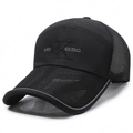 Black breathable mesh baseball cap with MK embroidery and reflective brim edge - Adjustable / Black