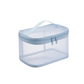 Light blue mesh toiletry bag with top handle and double zipper for cosmetics storage - Single Layer / Blue