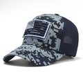 Gorra táctica de camuflaje digital azul con parche de bandera de EE. UU. en ángulo de 45 grados - Azul Marino