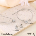 Conjunto de joyas de corazón de acero plateado con nácar collar pulsera y pendientes - Acero (KS139930-KLX)
