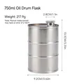 750ml stainless steel hip flask with unique fuel canister design and screw cap - 750ml Silver