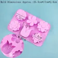 Detailed dimensions of 6-cavity pink silicone tulip and flower mold for DIY crafts - 7260-6-Cavity Tulip Flower