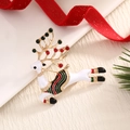Christmas reindeer brooch with white enamel body and colorful rhinestones in gold finish - BR0042-Standing Reindeer