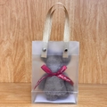 Gray coral fleece bear towel in semi-transparent gift bag with red ribbon - Dark Brown Bear Plus Pvc Handle / 30*30cm
