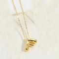 3D puff letter F pendant necklace in 14K gold plated finish with delicate chain - Letter F