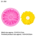 Pink daisy silicone mold for resin or cake with a yellow flower finish product - 15-350 / Pink