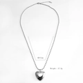 Collar de acero inoxidable con colgante de corazón pulido y cadena de 60cm - Acero inoxidable original / Color Acero