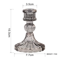 Smoky grey glass candlestick holder with vertical stripes and a round base - Striped Smoke Grey