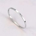 Macro detail of silver titanium steel bangle with polished flat surface and hinge clasp - Narrow Style (G73) / Silver
