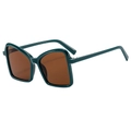 Oversized butterfly sunglasses with dark cyan frame and brown lenses shown at 45-degree angle - Dark Green Frame Tea Lens