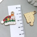 Christmas snowman alloy pendant with Merry Christmas engraving and oily drip finish - Christmas Hat (20x21mm)