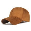 Caramel brown plush velvet baseball cap for winter warm wear with soft matte finish - Adjustable / Caramel color
