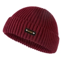 Gorro de punto acanalado burdeos con parche de cuero SPORT y tachuelas en fondo blanco - Talla Única (56-60cm) / Burdeos