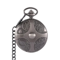 Macro detail of antique bronze pocket watch case with intricate gear pattern engravings - Antique Silver (Hollow Design With Dice)
