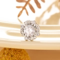 Boucles d'oreilles argentées en zircon avec fermoir à vis et cristal rond brillant - Style Fleur à Vis / Blanc (Pièce Unique)