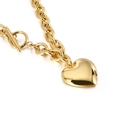 Collier élégant avec pendentif cœur doré et fermoir à bascule en acier inoxydable poli - Collier Coeur Couleur Or (KN113923-Z)