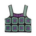 Detailansicht der Boho-Häkelstruktur mit buntem geometrischem Granny-Square-Muster - XS / Schwarze Basis
