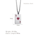 Ace of Hearts poker card pendant necklace in stainless steel for men and women - Ace of Hearts (LP1608红桃)
