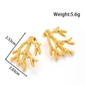 Golden coral-shaped branch stud earrings in stainless steel with textured finish - Coral Style
