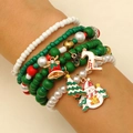 Dettaglio del set di bracciali natalizi con ciondoli a campana, pupazzo e renna - Pupazzo di Neve 4 Pezzi (13)