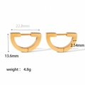 Minimalist geometric 18k gold stainless steel hoop earrings with size and weight specs - Gold Semi-Circle Earrings (TE6028-10-22)