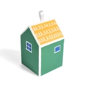 Deep green house-shaped cookie box with yellow roof and white silk handle for gifts - Green Wall Yellow Roof (Classic)