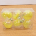 Set de 6 bolas de Navidad transparentes rellenas de plumas amarillas y tapas plateadas - 8cm / Pluma Amarilla
