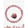 Natural strawberry quartz beaded bracelet with stone on an informational energy card - Standard Beaded Style / Strawberry Quartz