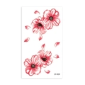 Temporary tattoo sticker featuring cherry blossoms and red floral petals on white background - Watercolor Texture Cherry Blossom Style (LY428)
