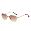 Gafas de sol doradas sin montura con cristales degradados marrones y pedrería - Montura Dorada Té Degradado C5