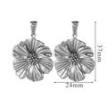 Ciondolo a fiore d'argento a 5 petali in acciaio inossidabile, 37 mm x 24 mm - Argento-Fiore S3
