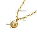 Collar de acero inoxidable 18K con colgante de moneda de nácar de sol y luna - Luna Madreperla (Dorado)